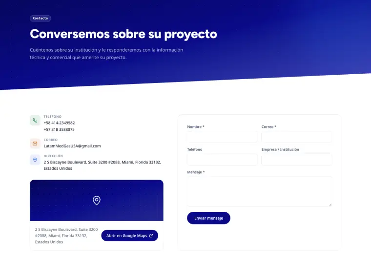 Contacto: datos y formulario.