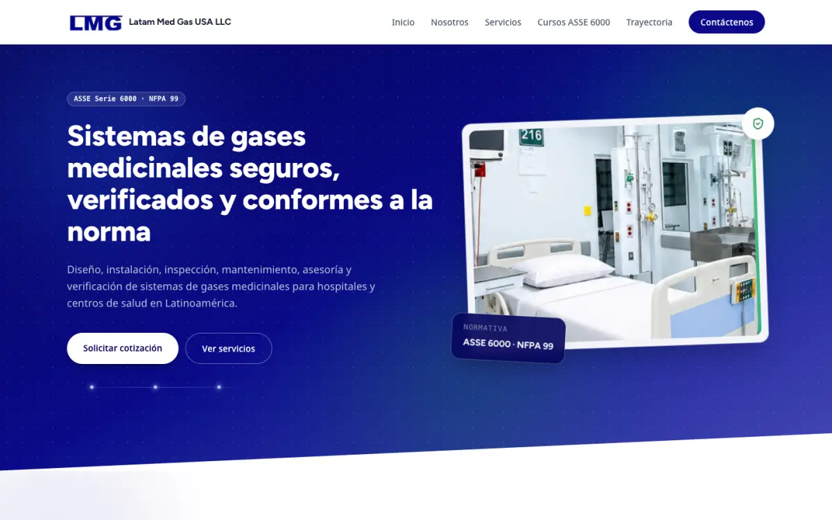 Portada del sitio de Latam Med Gas.